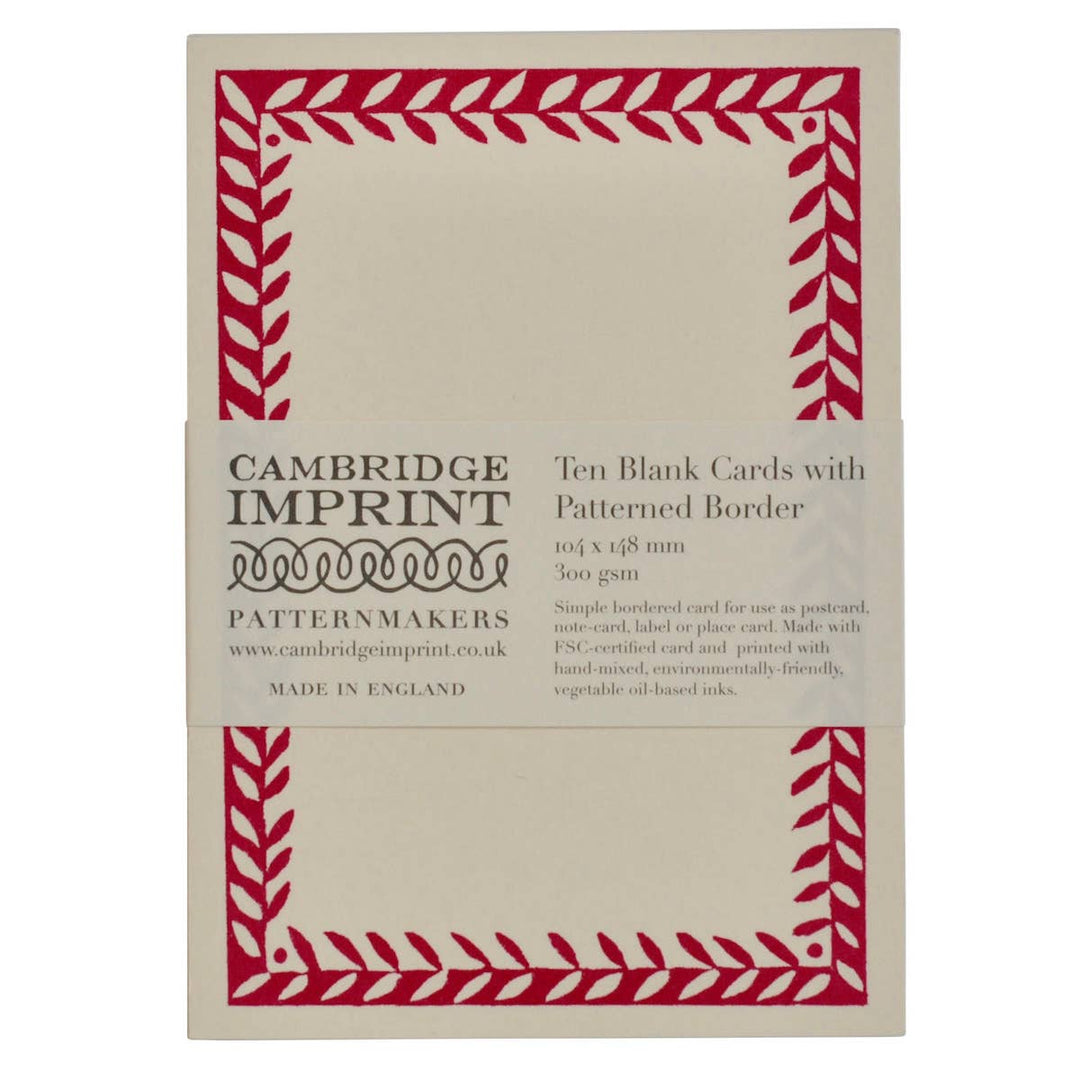 Cambridge Imprint Patterned Border Cards, Set of 10, Bright Pink