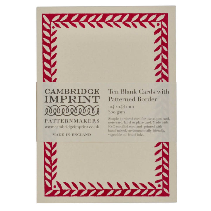 Cambridge Imprint Patterned Border Cards, Set of 10, Bright Pink
