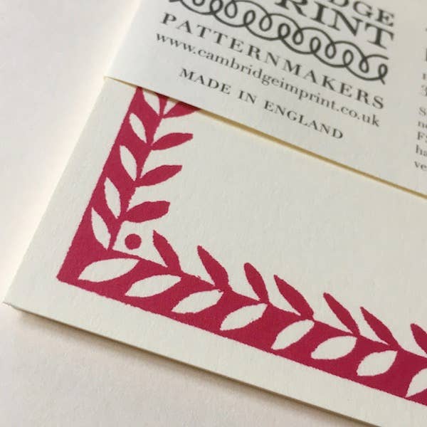 Cambridge Imprint Patterned Border Cards, Set of 10, Bright Pink, Detail