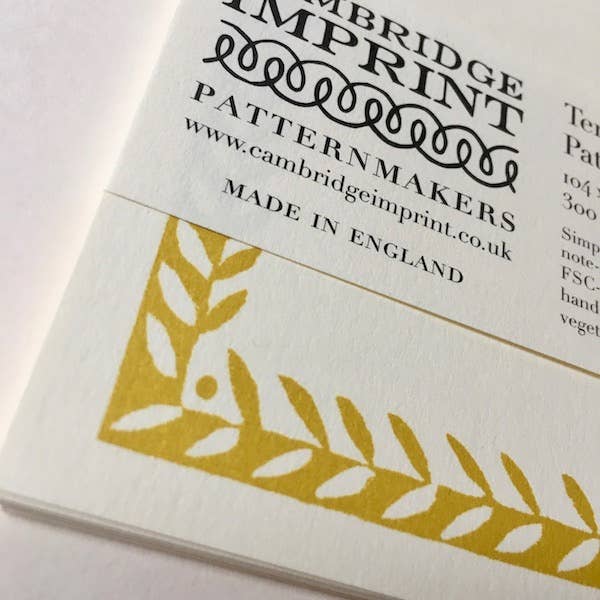Cambridge Imprint Patterned Border Cards, Set of 10, Mustard, Detail
