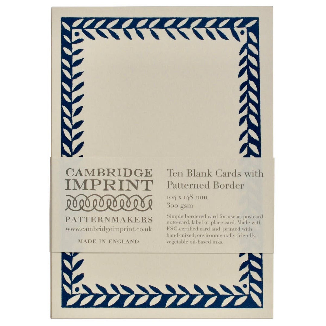 Cambridge Imprint Patterned Border Cards, Set of 10, Prussian Blue