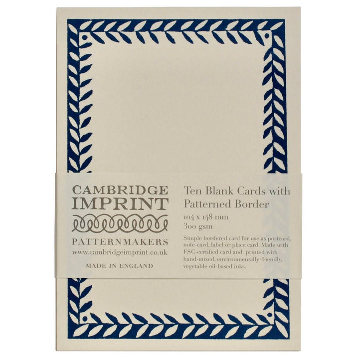 Cambridge Imprint Patterned Border Cards, Set of 10, Prussian Blue