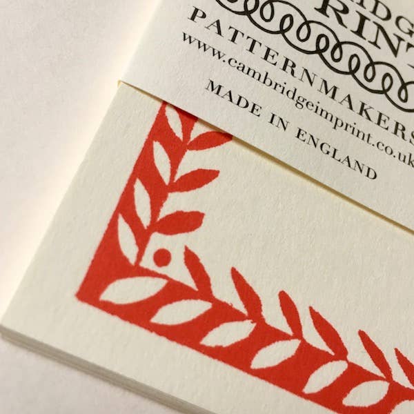 Cambridge Imprint Patterned Border Cards, Set of 10, Tomato, Detail