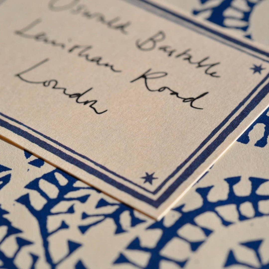 Cambridge Imprint Patterned Envelopes, Set of 10, Prussian Blue, Detail 2