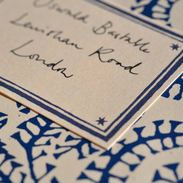 Cambridge Imprint Patterned Envelopes, Set of 10, Prussian Blue, Detail 2