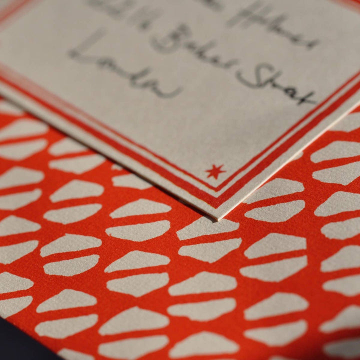 Cambridge Imprint Patterned Envelopes, Set of 10, Tomato Red, Detail 2