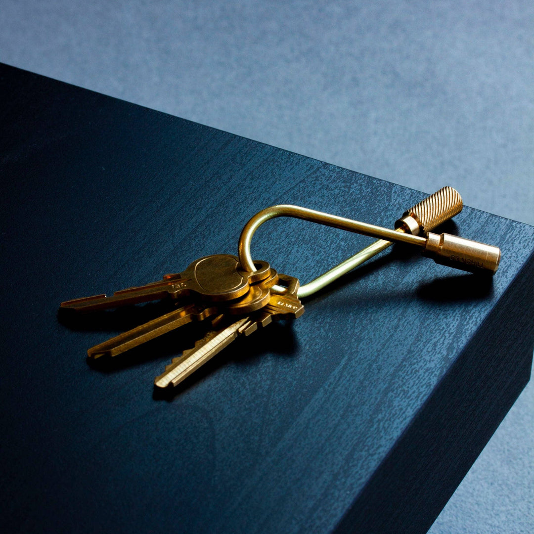 Craighill Closed Helix Brass Keyring - Minimalist Key Holder