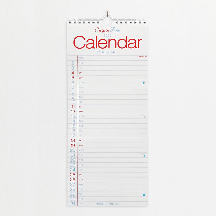 Crispin Finn 2025 Slim Wall Calendar 