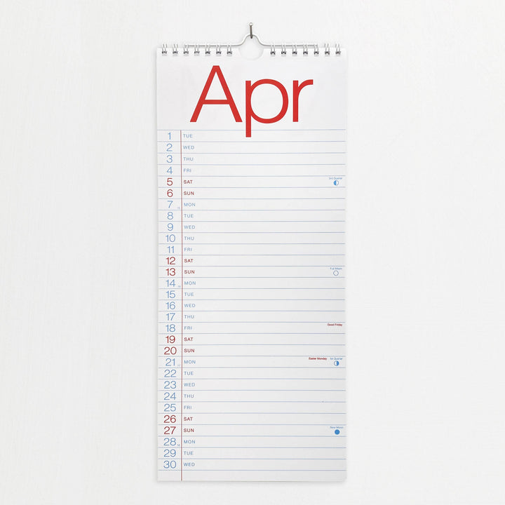 Crispin Finn 2025 Slim Wall Calendar, April