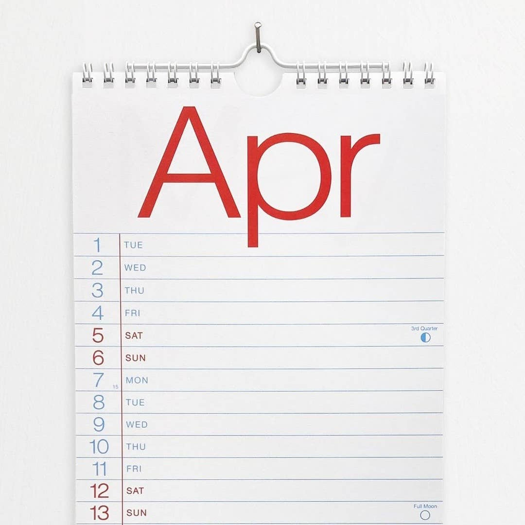 Crispin Finn 2025 Slim Wall Calendar, Detail