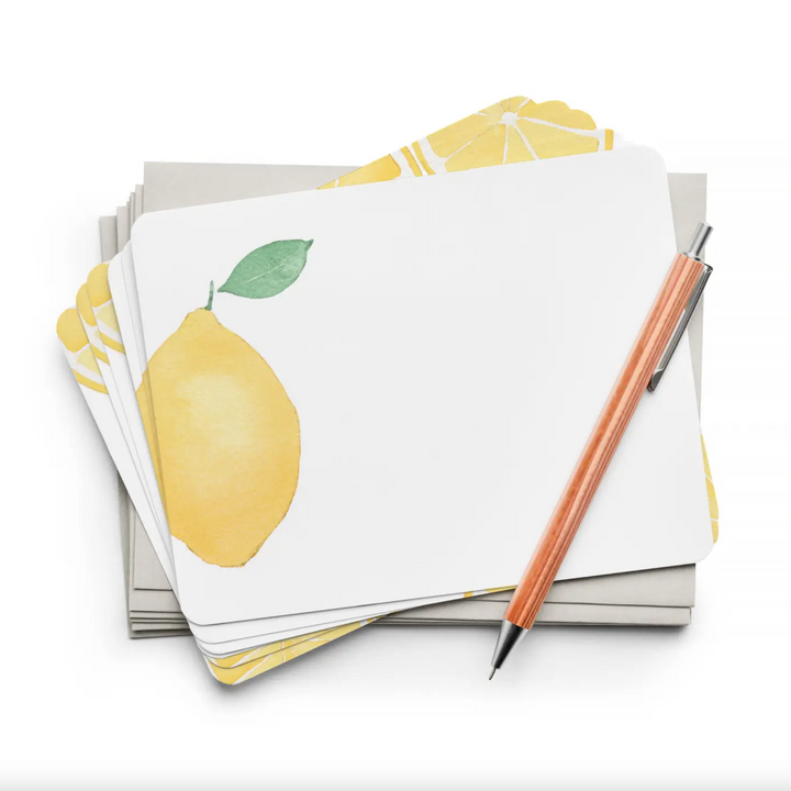 E. Frances Paper Flat Note Cards & Matching Envelopes, Set of 8, Lemon - Detail