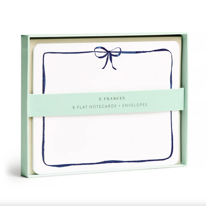 E. Frances Paper Flat Note Cards & Matching Envelopes, Set of 8, Navy Bow