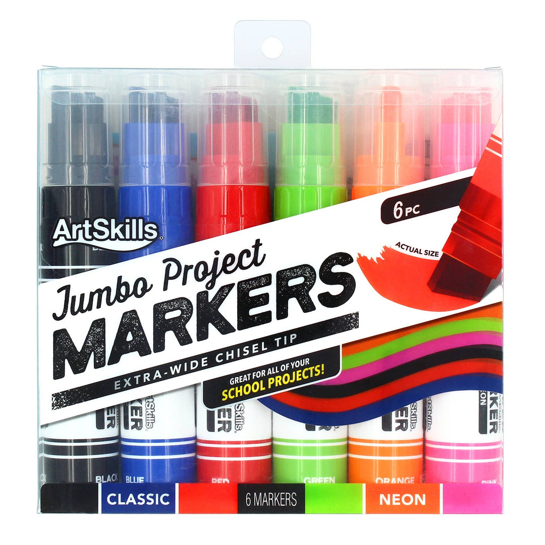 Faber-Castell Jumbo Chisel Tip Markers, Set of 6