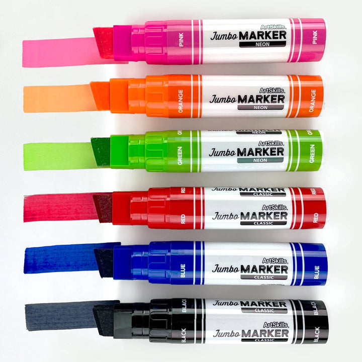 Faber-Castell Jumbo Chisel Tip Markers, Set of 6, Chisel Tips