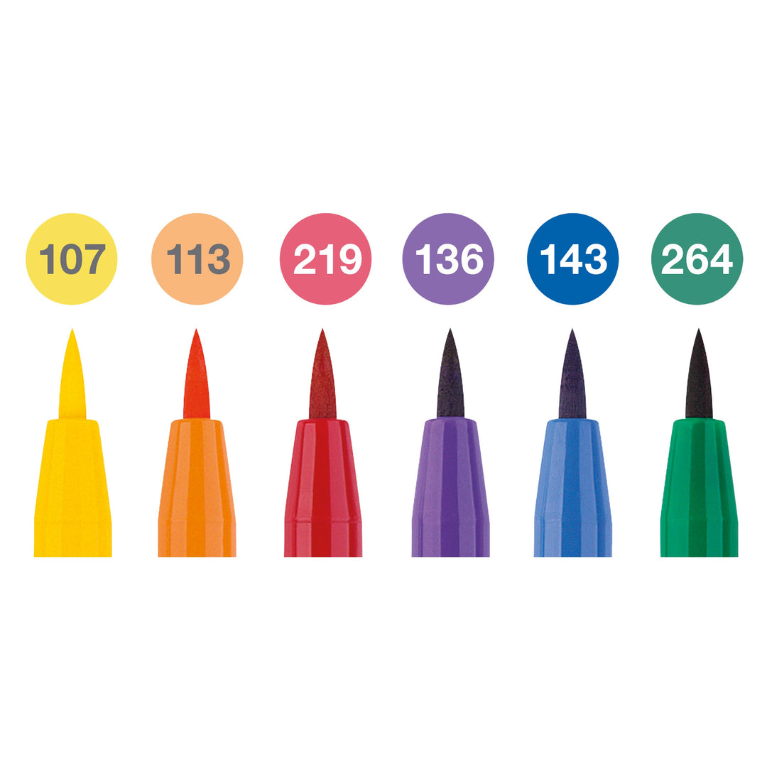 Faber-Castell Pitt Artist Pen Brush, Color Wheel Set of 6, Color Detail 