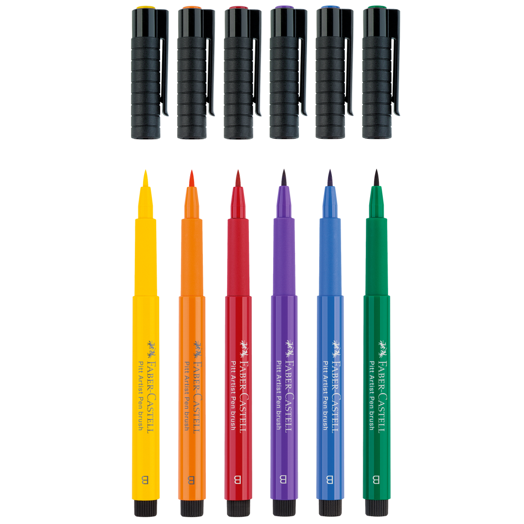 Faber-Castell Pitt Artist Pen Brush, Color Wheel Set of 6, Detail