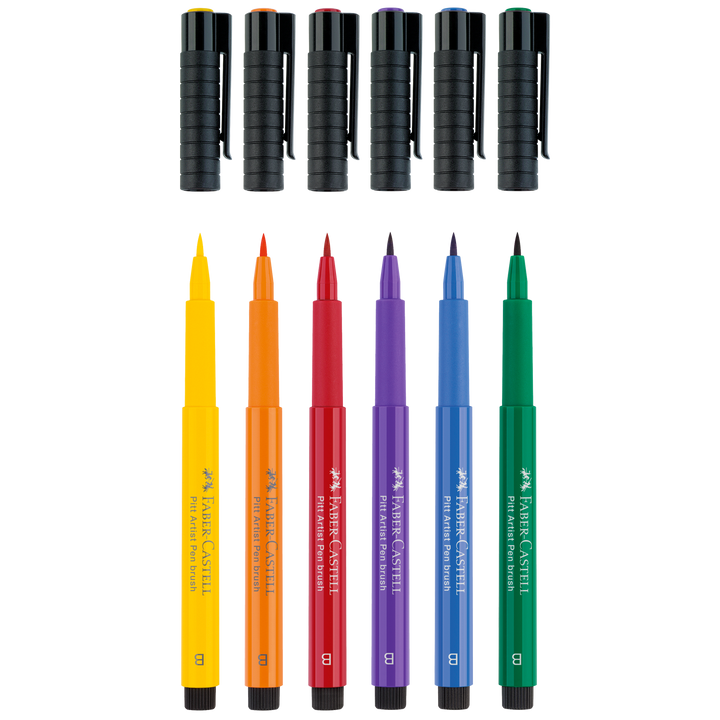 Faber-Castell Pitt Artist Pen Brush, Color Wheel Set of 6, Detail