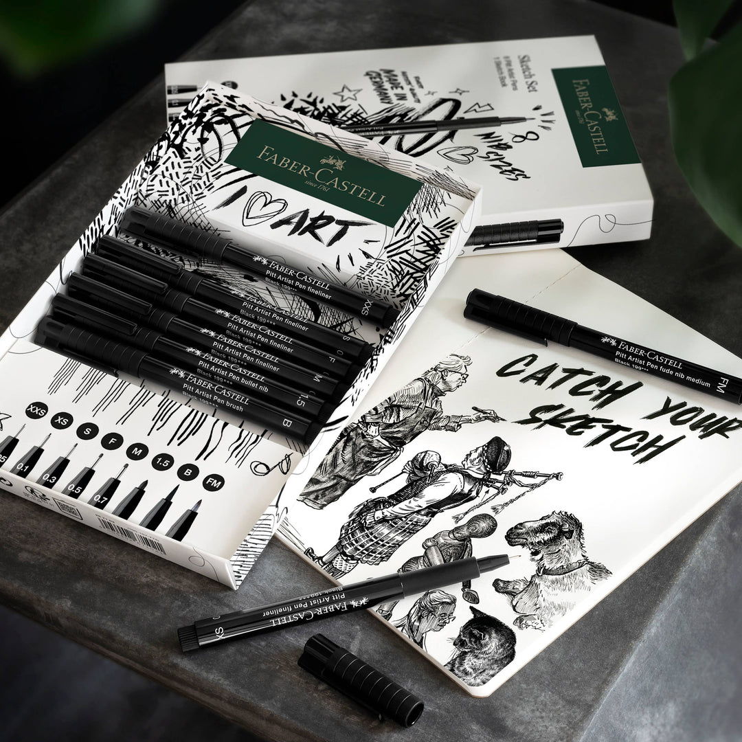 Faber-Castell Pitt Artist Pen and Artist Sketchbook Gift Set
