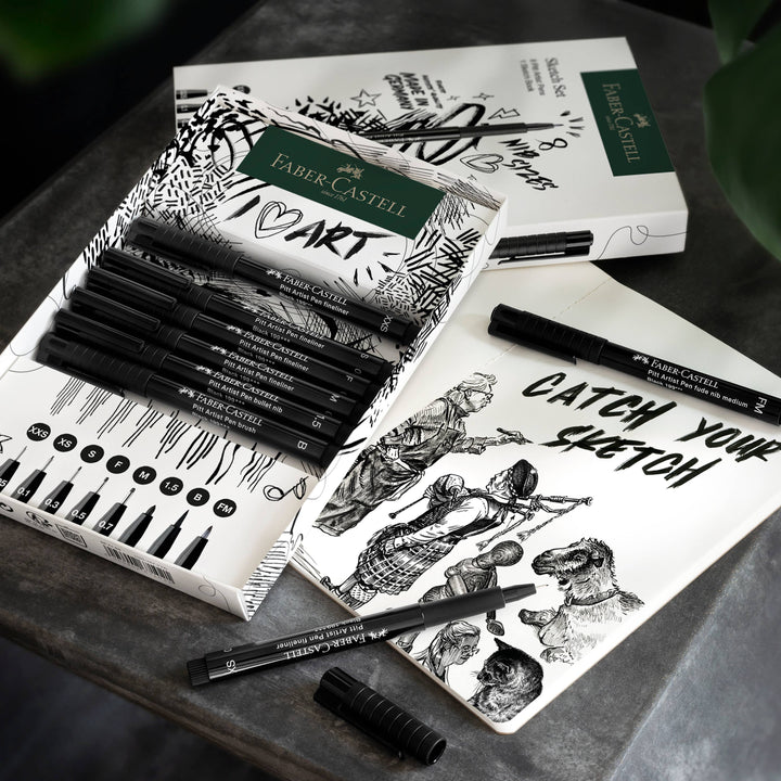 Faber-Castell Pitt Artist Pen and Artist Sketchbook Gift Set