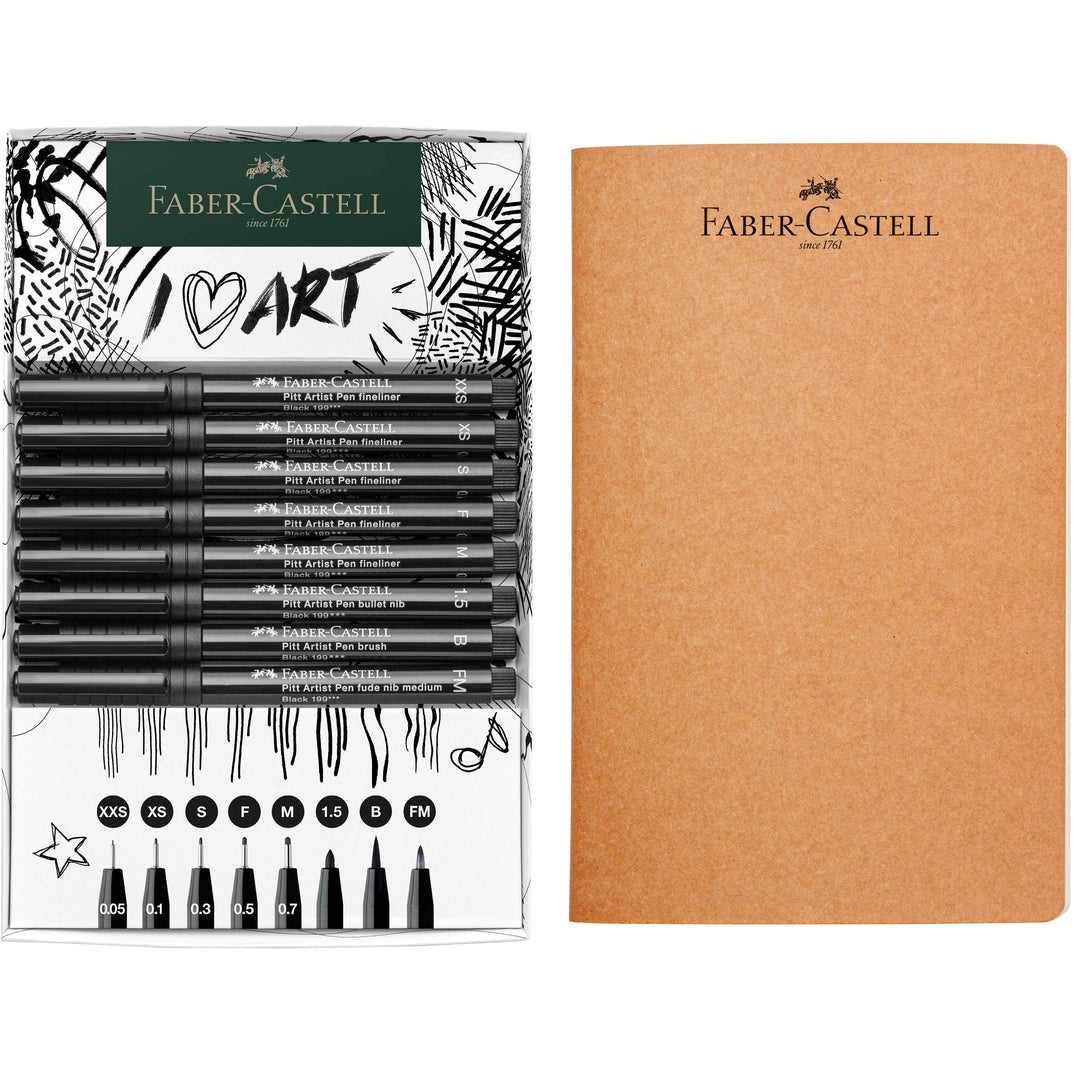 Faber-Castell Pitt Artist Pen and Artist Sketchbook Gift Set, Detail