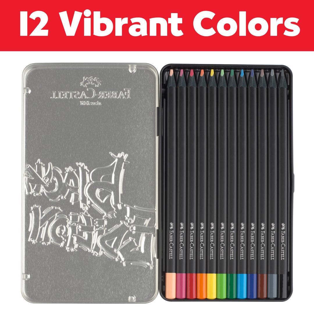 Faber-Castell Super Soft Black Edition Colored Pencils, Gift Tin of 12, Detail 2