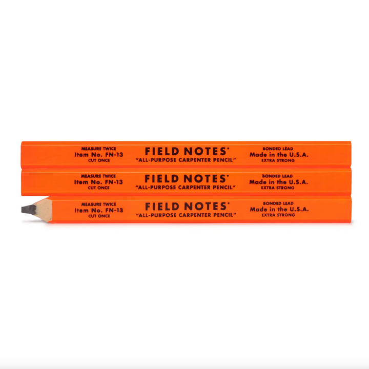 Field Notes Extra Strong Carpenter Pencils, Orange, 3 Pack