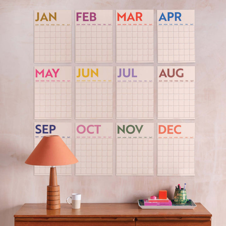 Good Tuesday (Once Upon a Tuesday) Undated Large A3 Monthly Wall Planner, Sunday Start