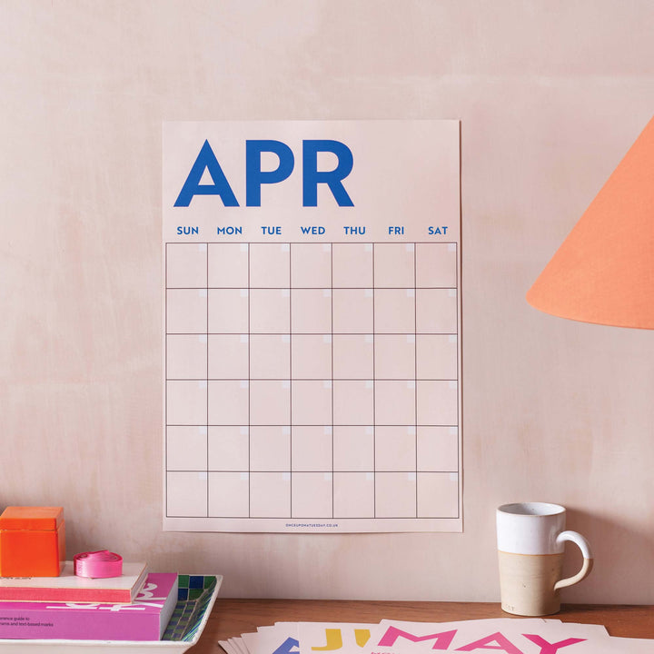 Good Tuesday (Once Upon a Tuesday) Undated Large A3 Monthly Wall Planner, Sunday Start, April