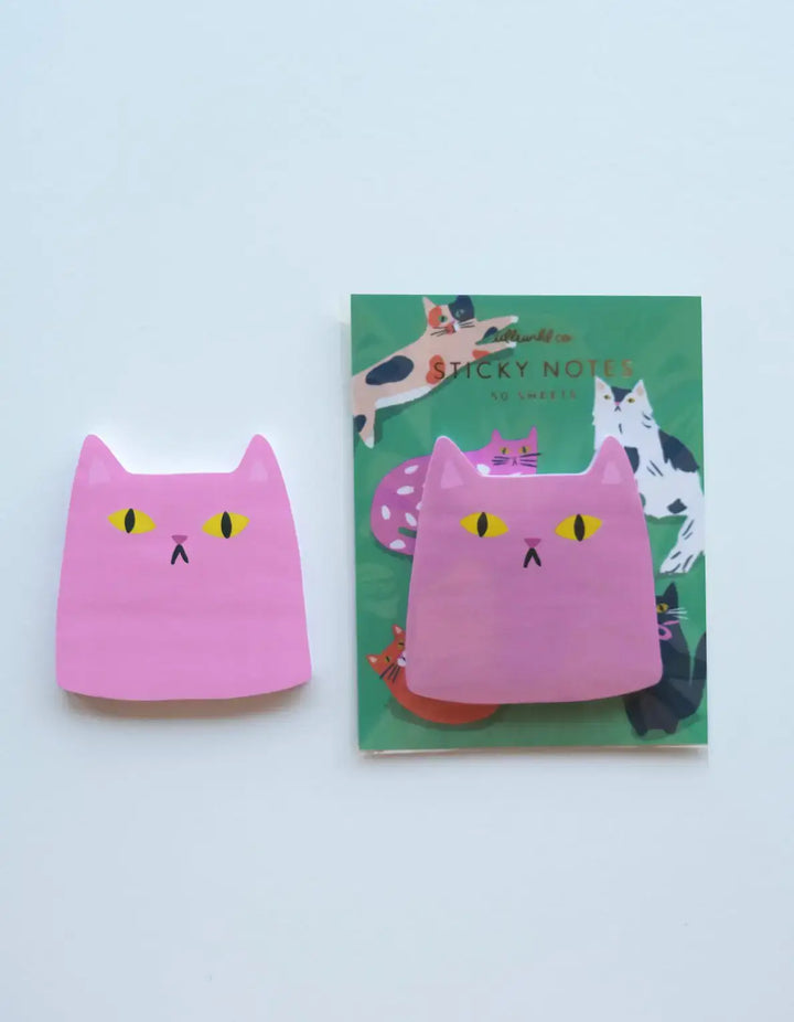 Idlewild Co. Pink Cat Die-Cut Sticky Notepad, Detail