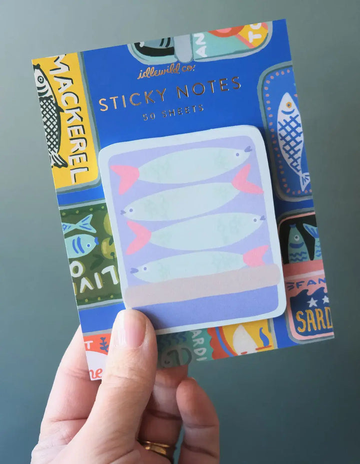 Idlewild Co. Tinned Fish Die-Cut Sticky Notepad, Package