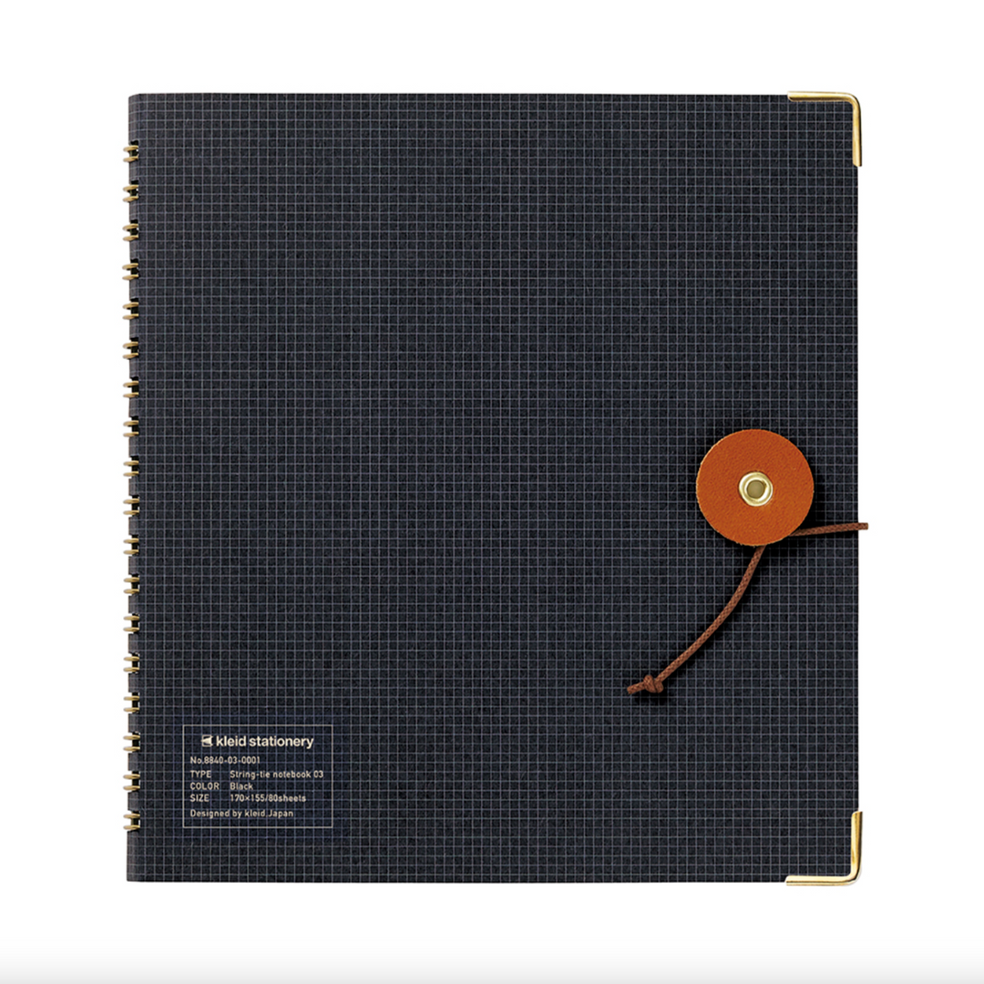 Kleid Square String-Tie Notebook, Charcoal