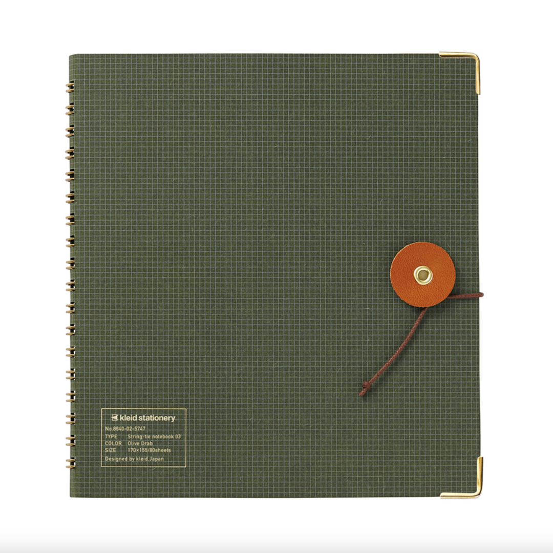 Kleid Square String-Tie Notebook , Olive