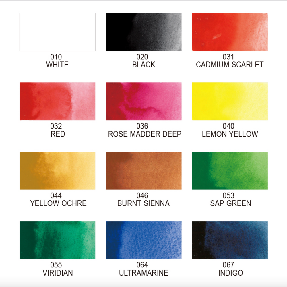 Kuretake Gansai Tambi Japanese Watercolor Paint Sets, 12 Colors Detail