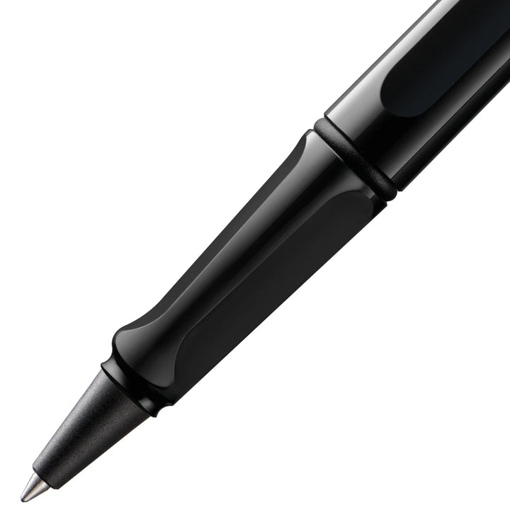 Black pen on a white background