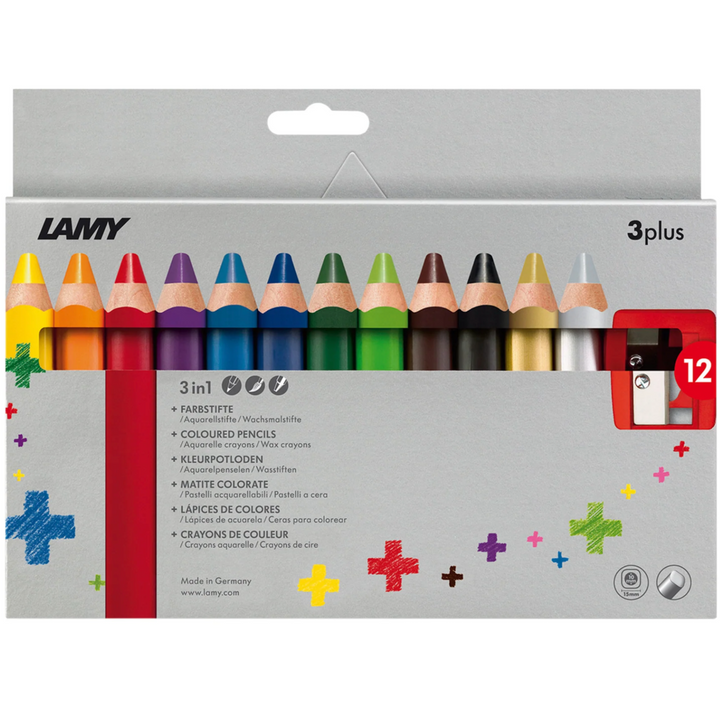 LAMY 3plus Set of 12 Colored Pencils - Vibrant, Break-Resistant Lead