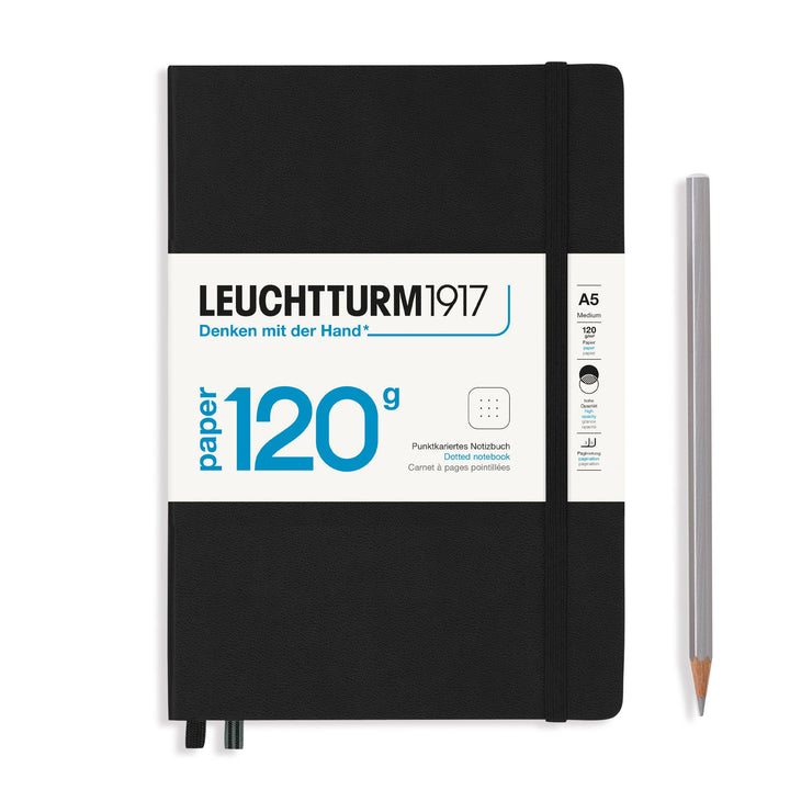 LEUCHTTURM1917 120g Medium Notebook, Black, Dotted