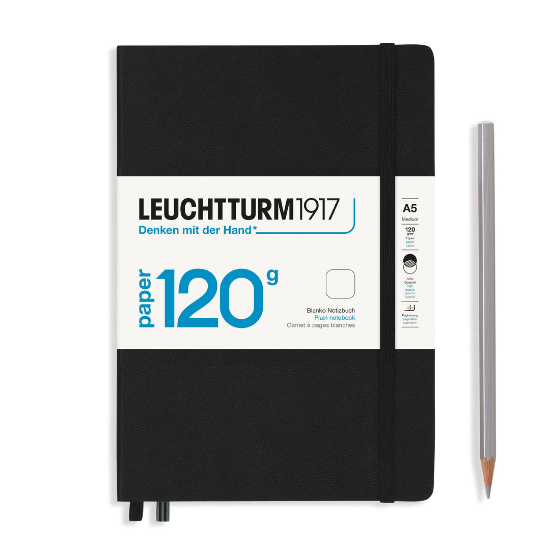 LEUCHTTURM1917 120g Medium Notebook, Black, Plain