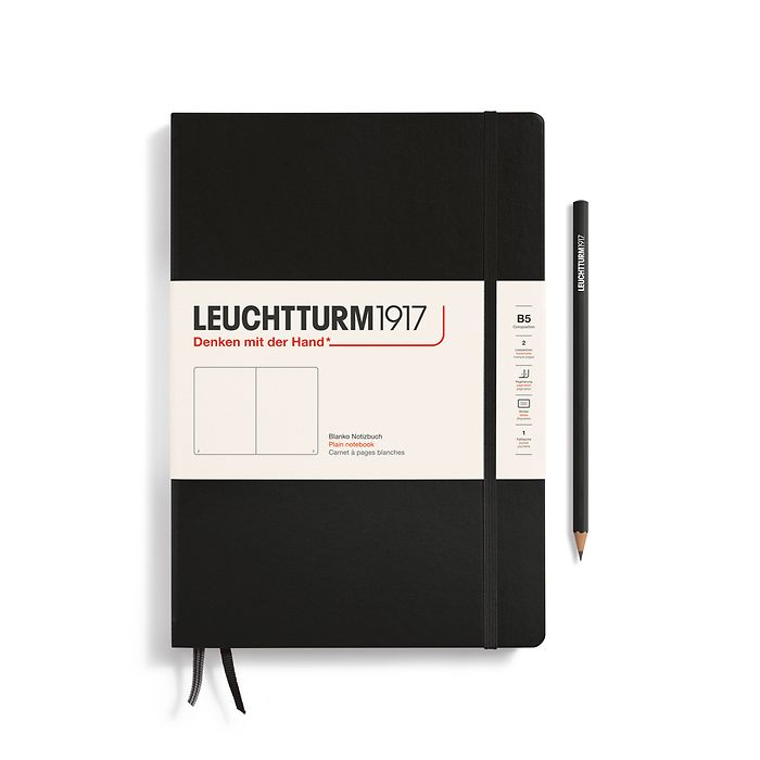 LEUCHTTURM1917 B5 Hardcover Composition Notebook, Black