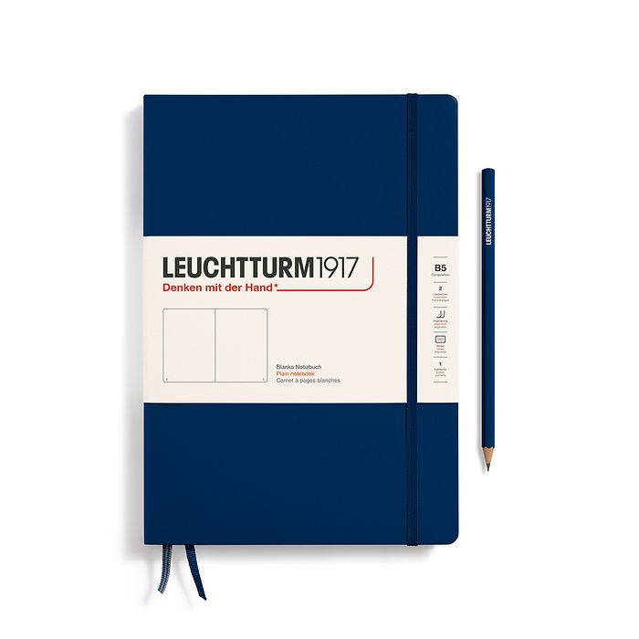 LEUCHTTURM1917 B5 Hardcover Composition Notebook, Navy