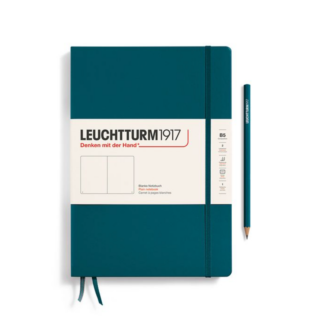 LEUCHTTURM1917 B5 Hardcover Composition Notebook, Pacific Green
