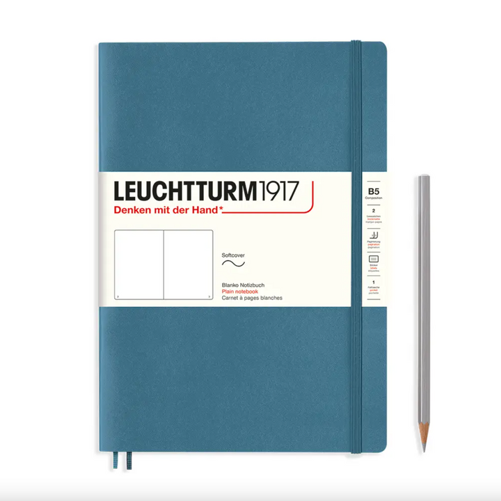 LEUCHTTURM1917 B5 Hardcover Composition Notebook, Stone Blue