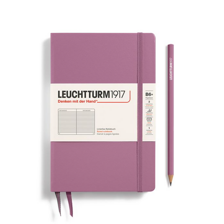 LEUCHTTURM1917 B6+ Paperback Hardcover Notebook, Dusty Rose, Ruled