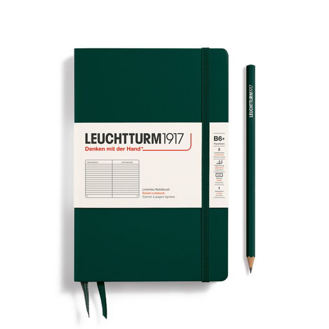 LEUCHTTURM1917 B6+ Paperback Hardcover Notebook, Forest Green, Ruled