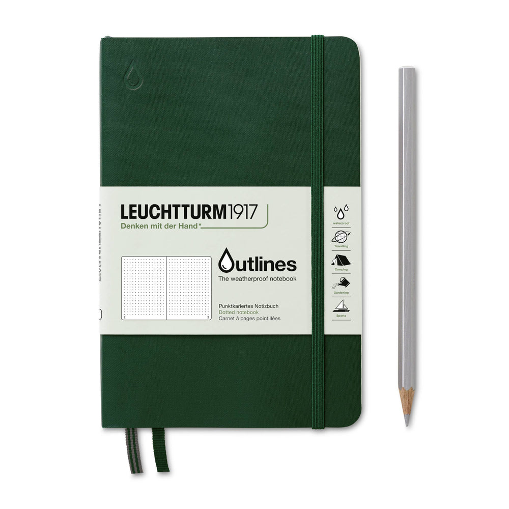 LEUCHTTURM1917 Outlines A5 Softcover Weatherproof Notebook, Walden Green, Dotted