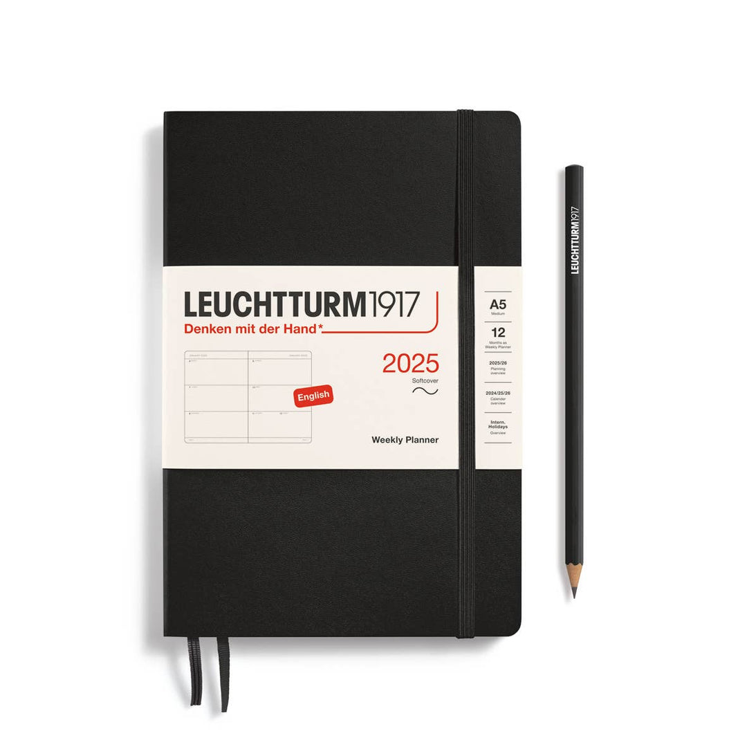 LEUCHTTURM1917 Softcover A5 Weekly Planner 2025, Black