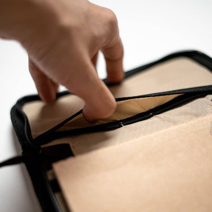 LOCHBY Waxed Canvas Pocket Journal, Charcoal, Interior Pocket Detail
