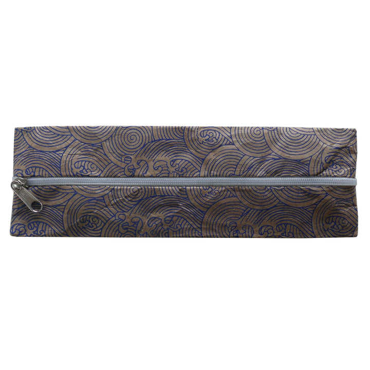 Lamali Lokta Paper Handmade Pouches, Blue Wave, Zipper Closed