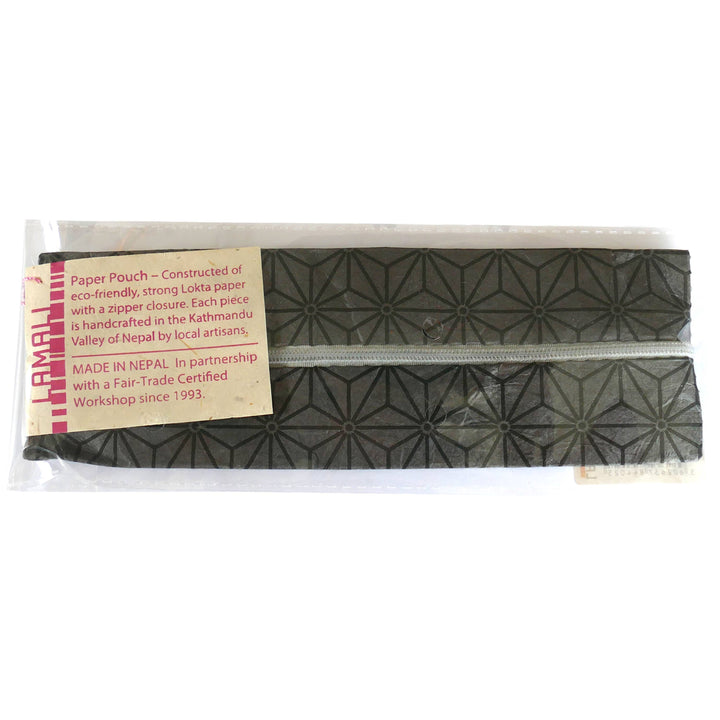 Lamali Lokta Paper Handmade Pouches, Geometric Grey, Package