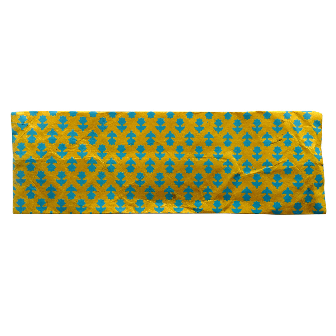 Lamali Lokta Paper Handmade Pouches, Yellow & Blue Flowers