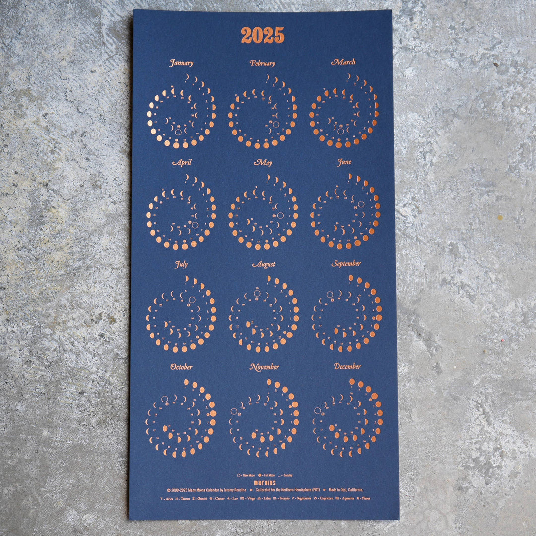 Margins Imprint 2025 Moon Phase Calendar